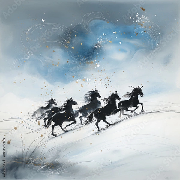 Obraz 奔馬。走る馬