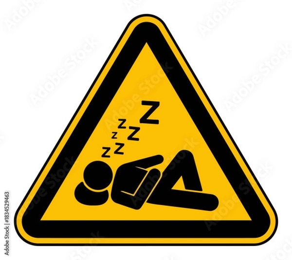 Fototapeta Sleep Zone Warning Sign – Triangular Caution Drowsy Area Icon Vector
