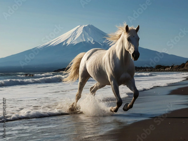 Fototapeta A thoroughbred sprinting at full speed.