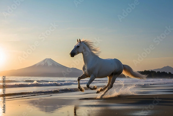 Fototapeta A thoroughbred sprinting at full speed.