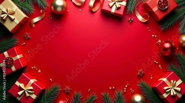Fototapeta red christmas background