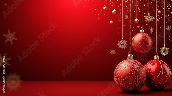 Fototapeta red christmas balls