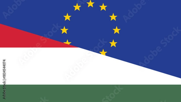Fototapeta Europa and hungary flag fusion design