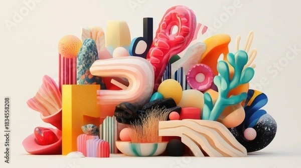 Fototapeta A colorful image of various shapes and objects