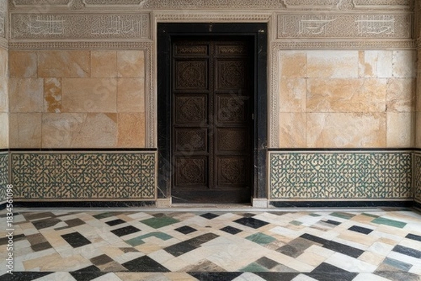 Obraz Intricate Islamic Design Featuring Arabesque and Geometric Patterns