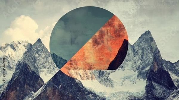 Fototapeta A mountain range with a large circle in the middle