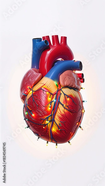 Fototapeta Realistic Heart with Christmas Lights 