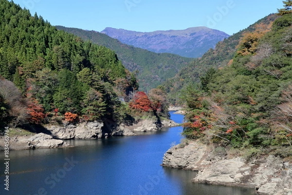 Obraz 木の根三里橋から平家平を眺める　（高知県）