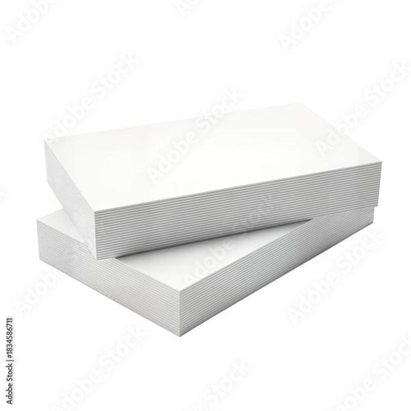 Obraz Two stacks of white paper, one on top of the other, against a white background.