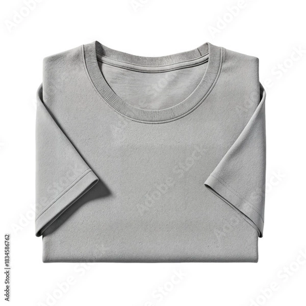 Obraz Folded gray t-shirt on a white background, showcasing its simple design and soft color.