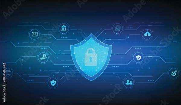 Fototapeta Cyber Security Threat: Low Poly Hacker & Open Lock Data Breach Vector