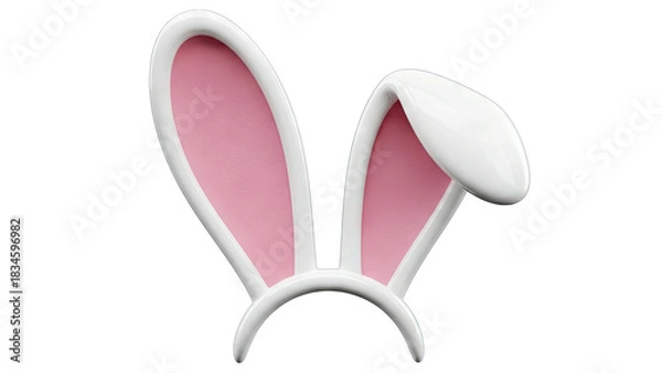Fototapeta White Bunny Ears Headband With Pink Interior Realistic 3D Render Isolated On Transparent Background For Easter Celebration