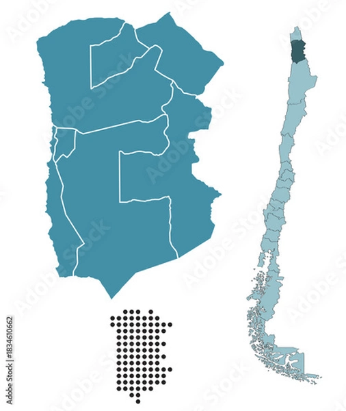Obraz Set maps of Tarapaca Region