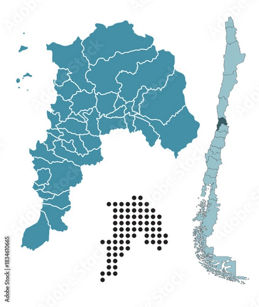 Obraz Set maps of Valparaíso Region
