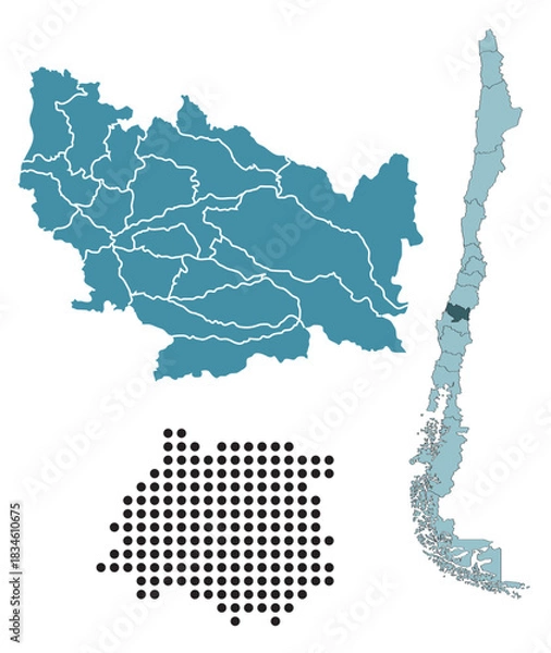 Obraz Set maps of Ñuble Region