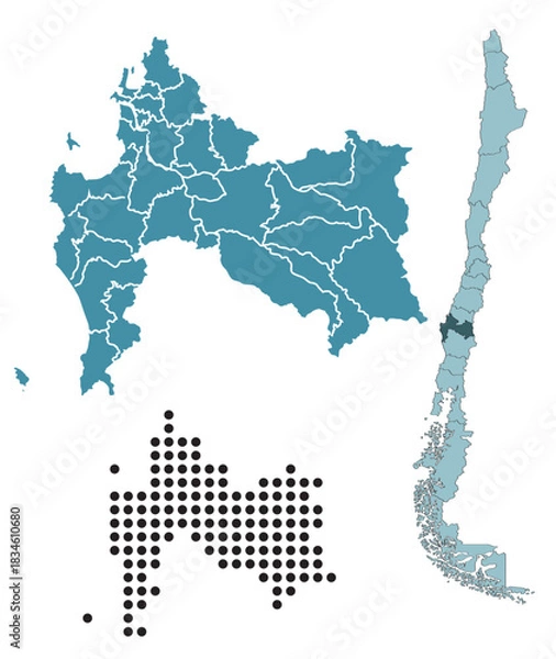 Obraz Set maps of Biobío Region