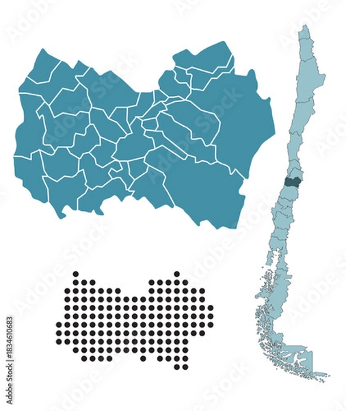 Obraz Set maps of O'Higgins Region