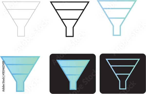 Fototapeta Funnel infographic Minimalist 2D Set for Data Filtering and Conversion Analysis