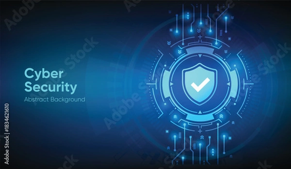 Fototapeta Cyber Security Verified. Glowing Shield Checkmark and Compliance Vector