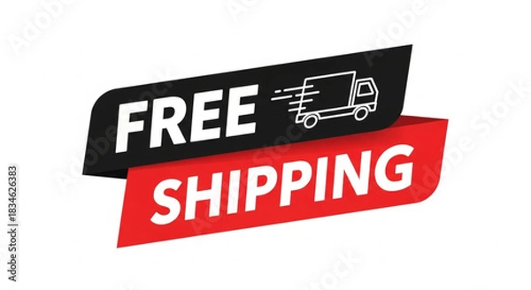 Obraz Free Shipping Banner with Truck Icon - A promotional graphic indicating complimentary delivery services for customers