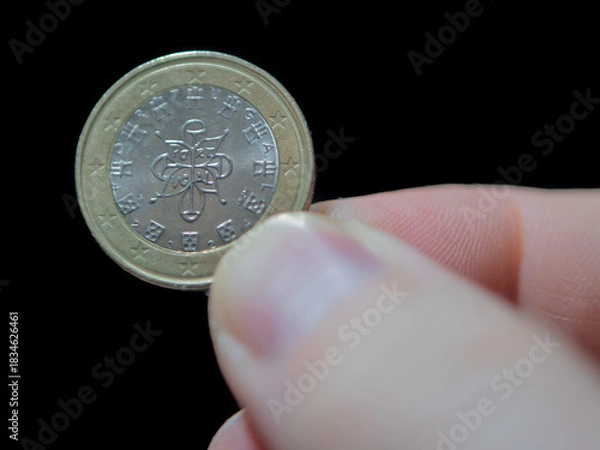 Obraz Holding a Unique Two-Euro Coin Featuring Historical Design