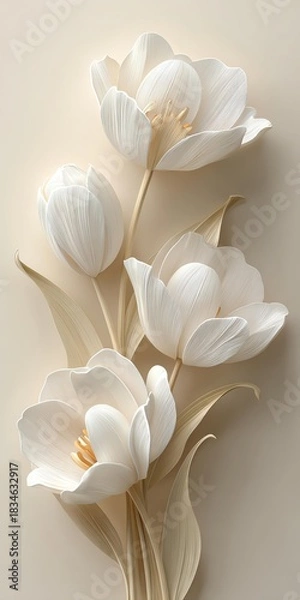 Fototapeta Elegant white tulips in a soft arrangement.