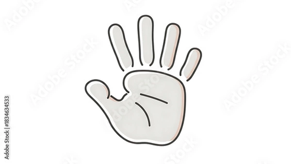 Obraz A cartoon illustration of a human hand with five fingers spread open, palm facing forward, on a white background.