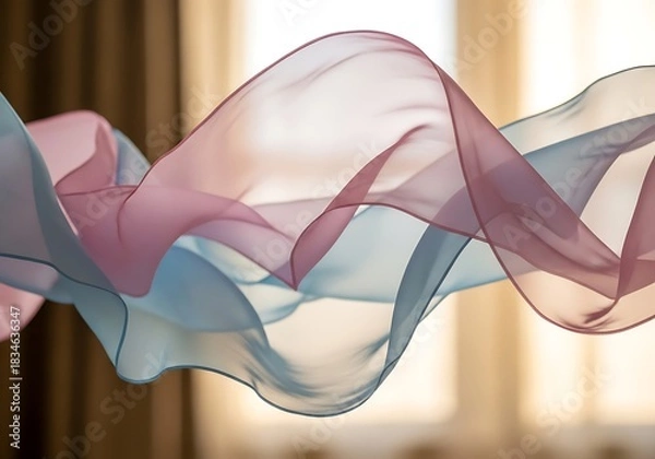 Fototapeta Delicate intertwined fabrics dance gracefully in ethereal harmony creating a visually captivating spectacle with