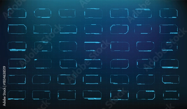 Fototapeta Cyber Security HUD. Futuristic UI Frames for Cyberpunk and Dashboard Screen Set