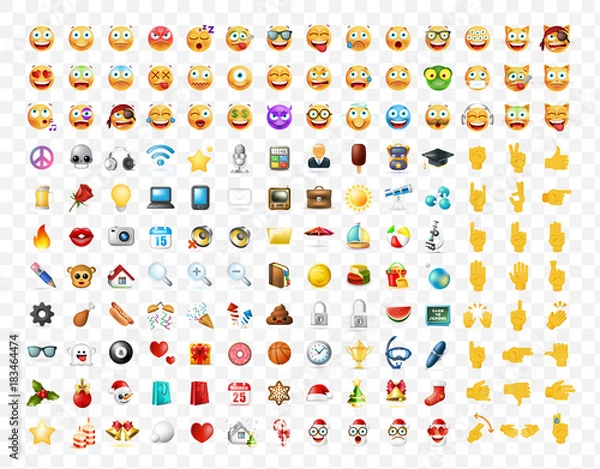 Fototapeta Set of Realistic Cute Icons on Transparent Background . Isolated Vector Illustration 