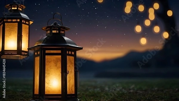 Fototapeta Twin Lanterns Sunset View