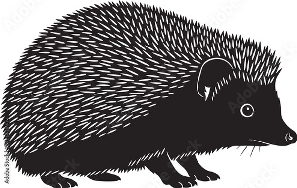 Obraz Stylized hedgehog illustration, a spiny mammal in side profile, graphic element for nature designs and wildlife themes