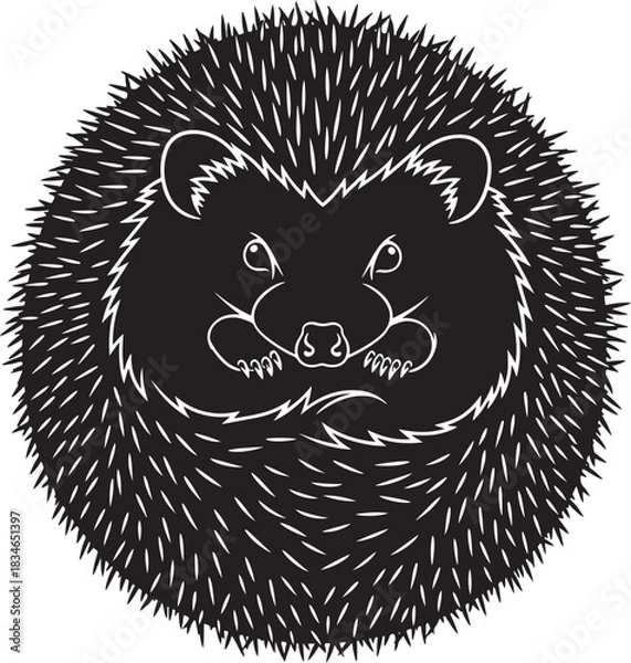 Obraz Stylized hedgehog illustration. cute spiny mammal with round silhouette, vector graphic, isolated on white background.