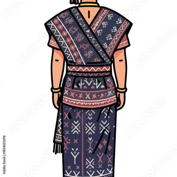 Obraz Traditional Ethnic Indonesian Woman Wearing Colorful Batik Sarong and Blouse With Intricate Patterns