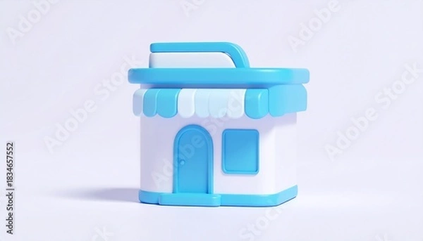 Obraz 3d icon of mini store illustration of bussiness isolated on white background