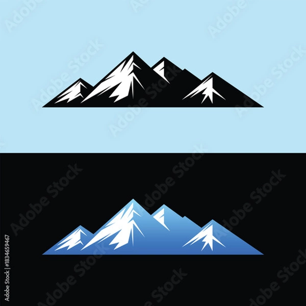 Obraz Mountain Range Peaks Silhouette  Dramatic Vector