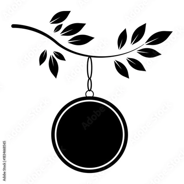 Obraz A decorative branch with a circular sign, ready for customization