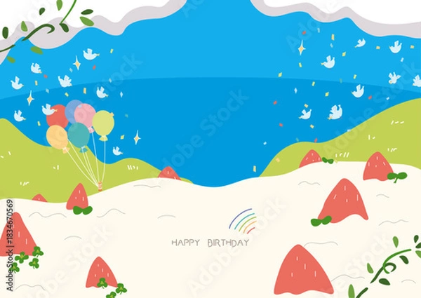 Obraz ストロベリーケーキメッセージカード