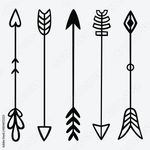 Obraz Black Doodle Tribal Arrows Set