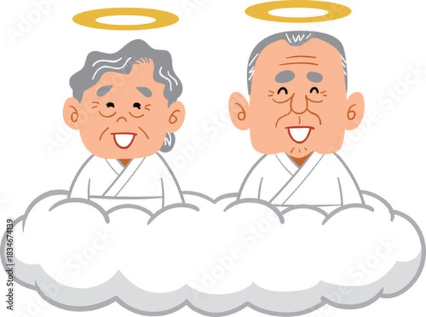 Obraz 天国で笑うおじいちゃんとおばあちゃん
