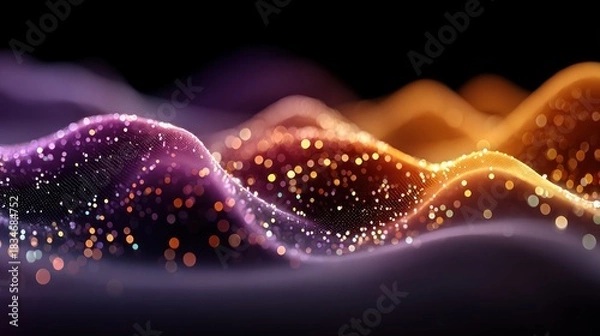 Obraz Abstract digital wave with glowing particles and vibrant colors.