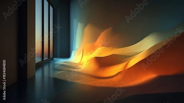 Obraz Abstract light trails in a dark room, creating a sense of movement and energy.