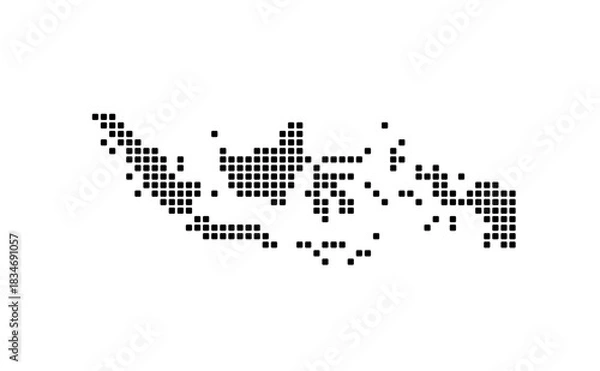 Fototapeta Stylized Indonesia Map vector background, with Rounded Square Pattern