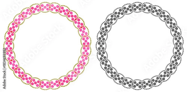 Obraz ビーズのサークルフレームセット3