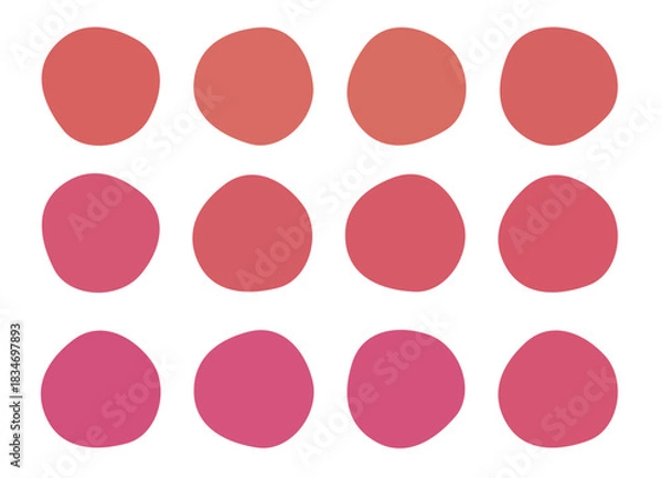 Obraz 手書き風の有機的シェイプ　赤