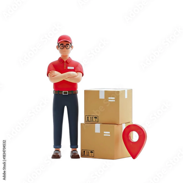 Fototapeta delivery man with boxes