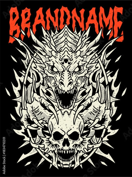 Fototapeta tshirt illustration design metal band merchandise