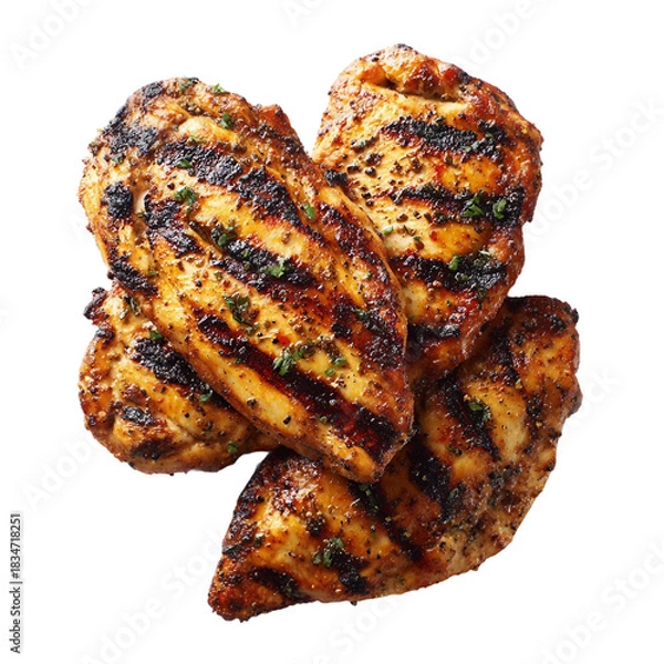Obraz  Grilled chicken on a white background