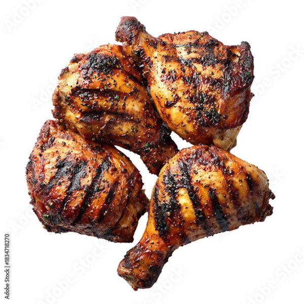 Obraz Grilled chicken on a white background