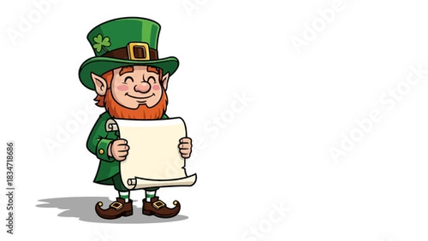 Fototapeta A Leprechaun Holding a Scroll for St